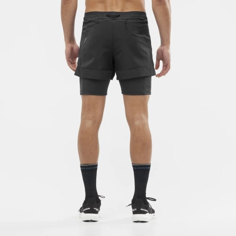 Black Salomon Cross 2in1 Men's Shorts | PH 81026Q